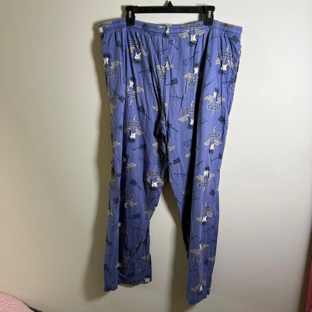 Jimi Hendrix Mens Blue‎ Winged Guitar Print Pajama Pants XL Cotton Loungewear